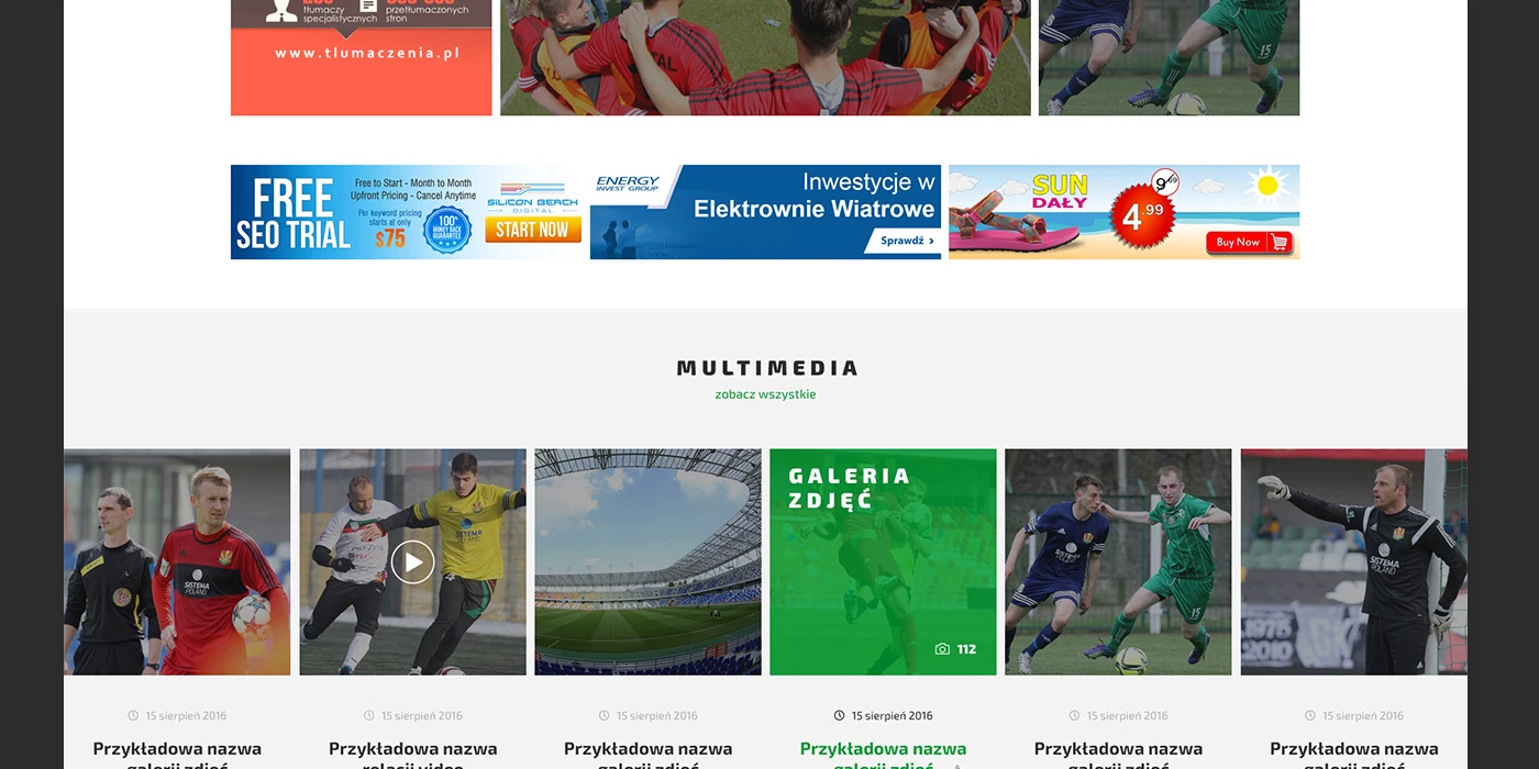 Strona internetowa dla klubu sportowego z dwoma sekcjami siatkówki i piłki nożnej - 24 projekt