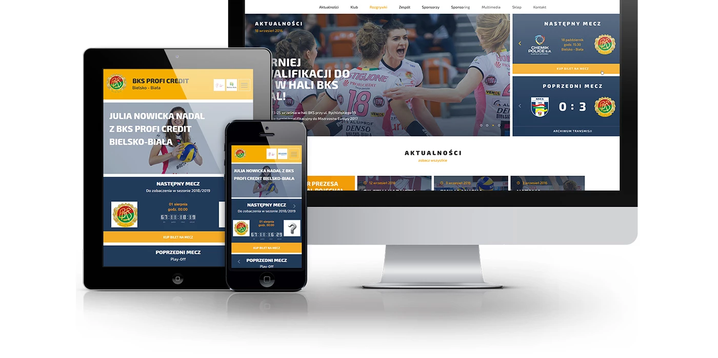 Strona internetowa dla klubu sportowego z dwoma sekcjami siatkówki i piłki nożnej - 27 projekt