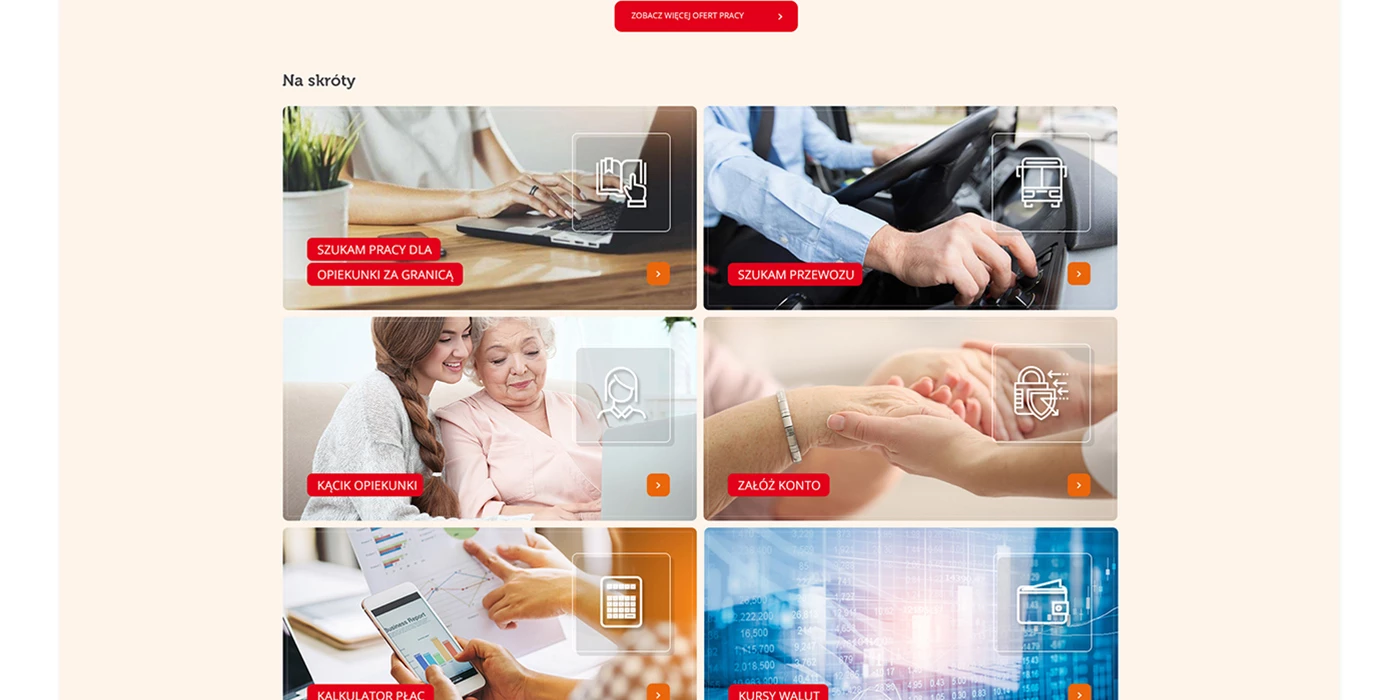 Portal internetowy z ofertami pracy dla Opiekunek - 5 projekt