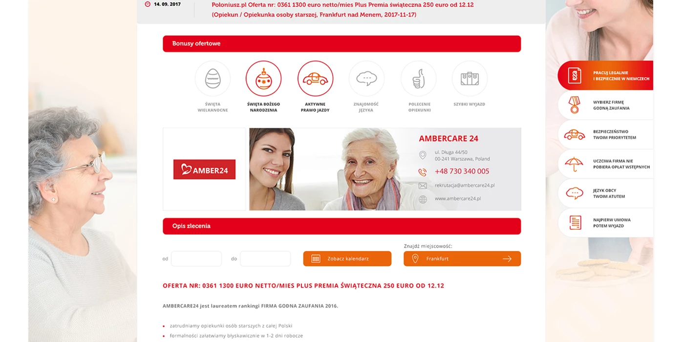 Portal internetowy z ofertami pracy dla Opiekunek - 12 projekt