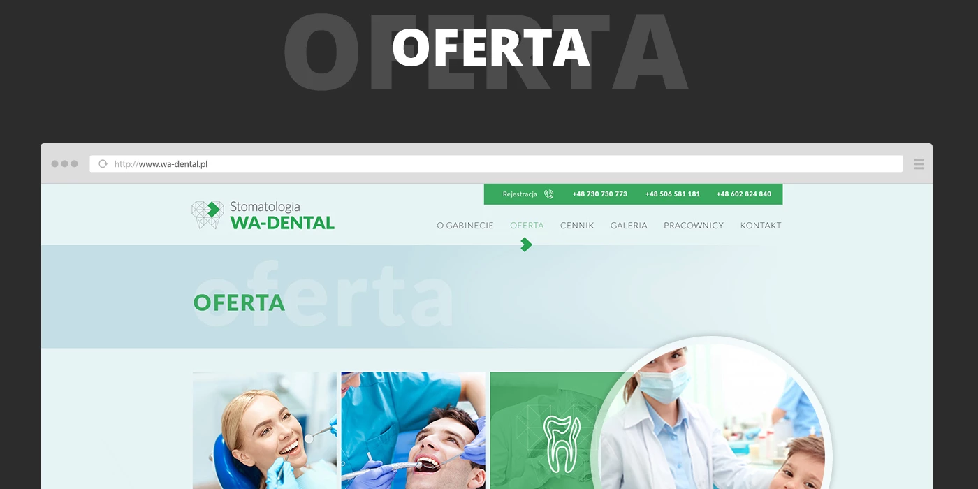 Serwis internetowy dla gabinetu dentystycznego - 6 projekt