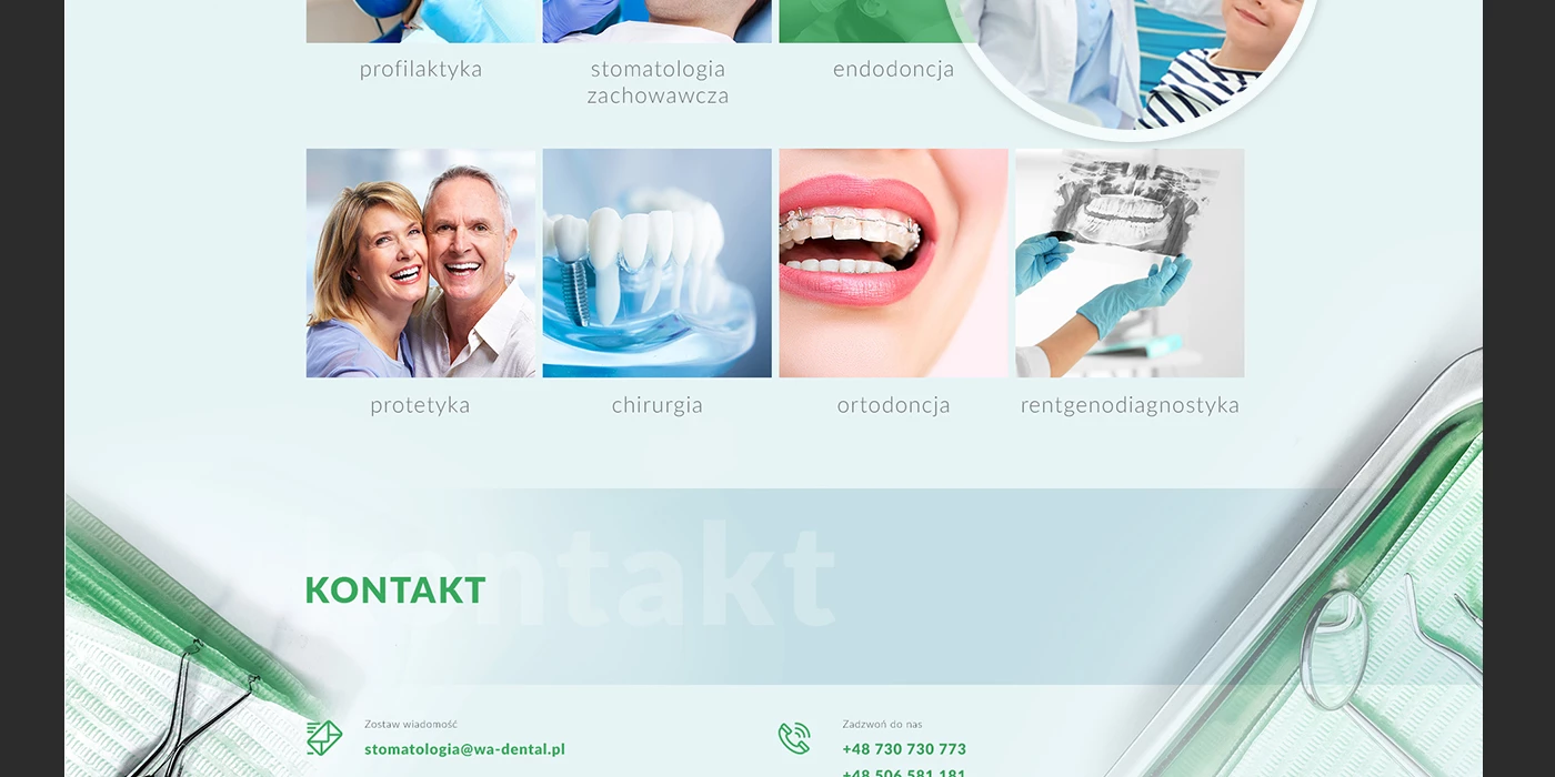 Serwis internetowy dla gabinetu dentystycznego - 7 projekt
