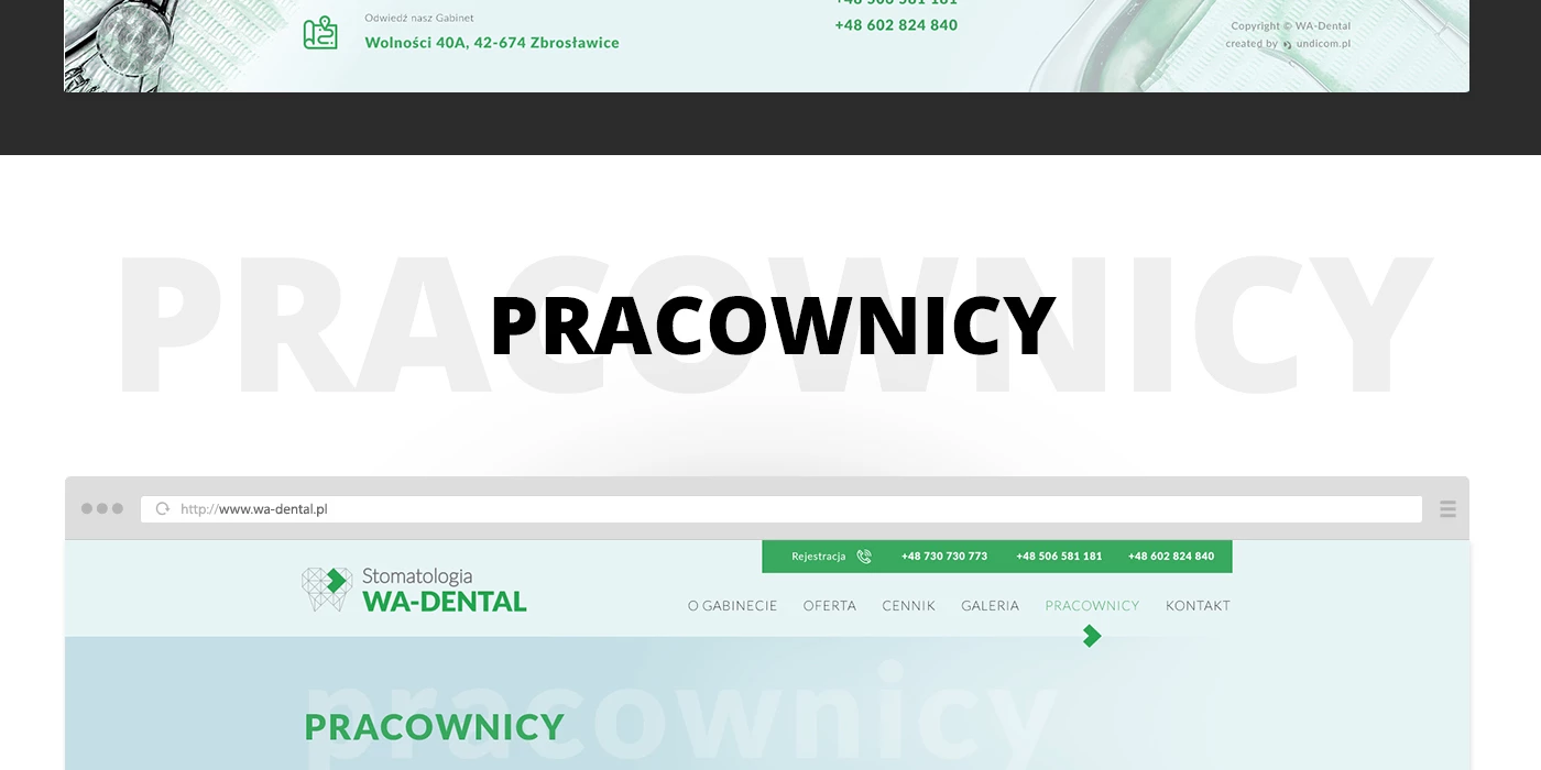 Serwis internetowy dla gabinetu dentystycznego - 8 projekt