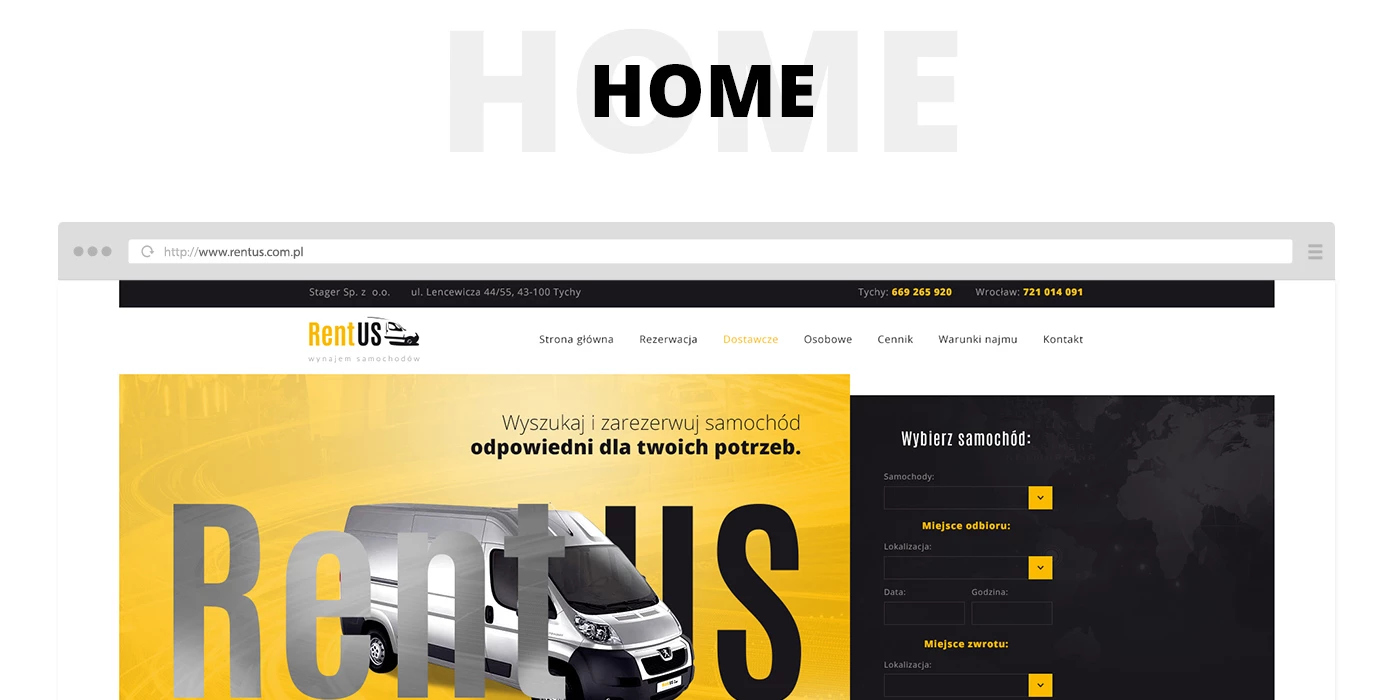 Strona internetowa dla wypożyczalni samochodów - 2 projekt