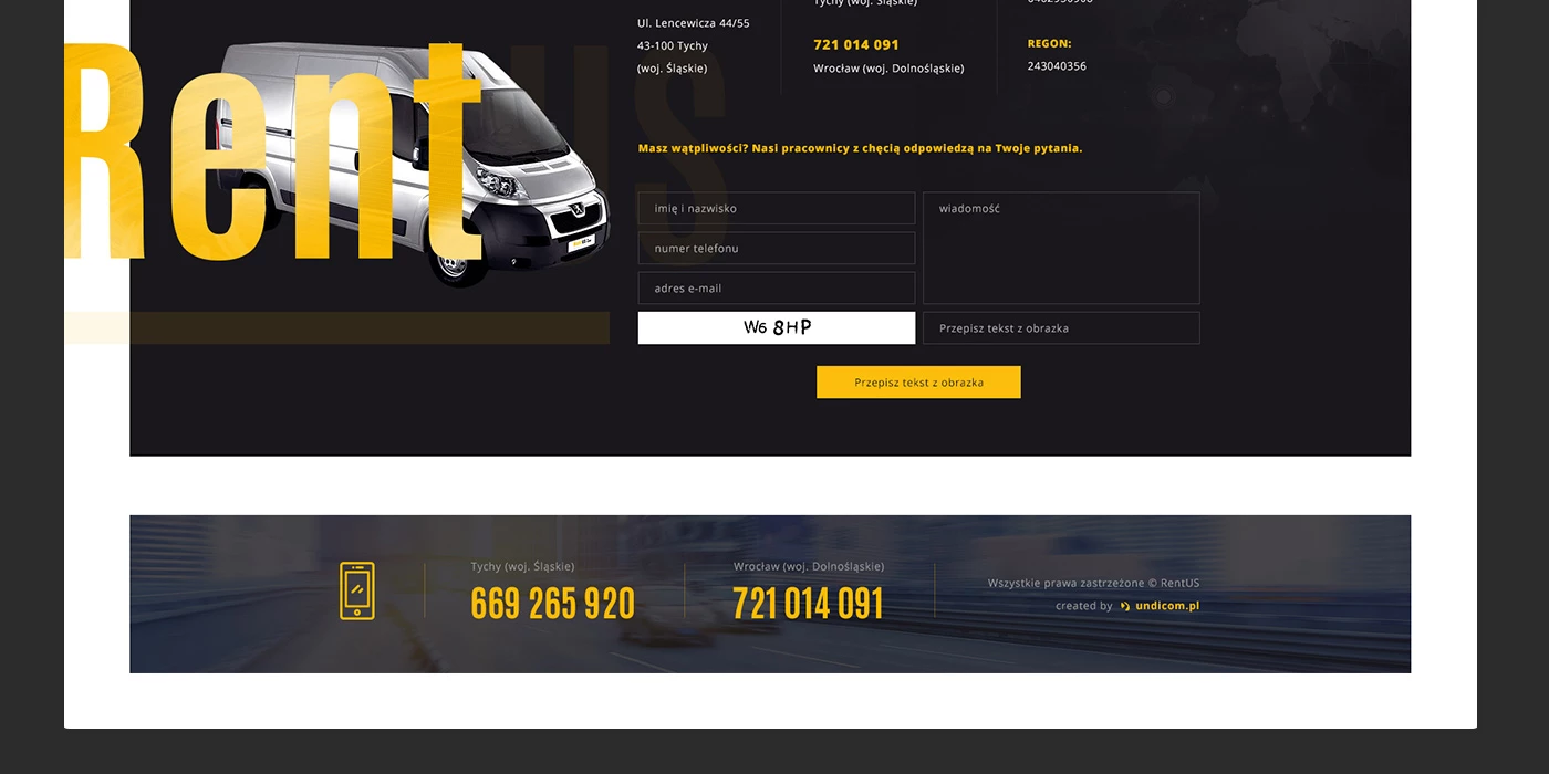 Strona internetowa dla wypożyczalni samochodów - 11 projekt