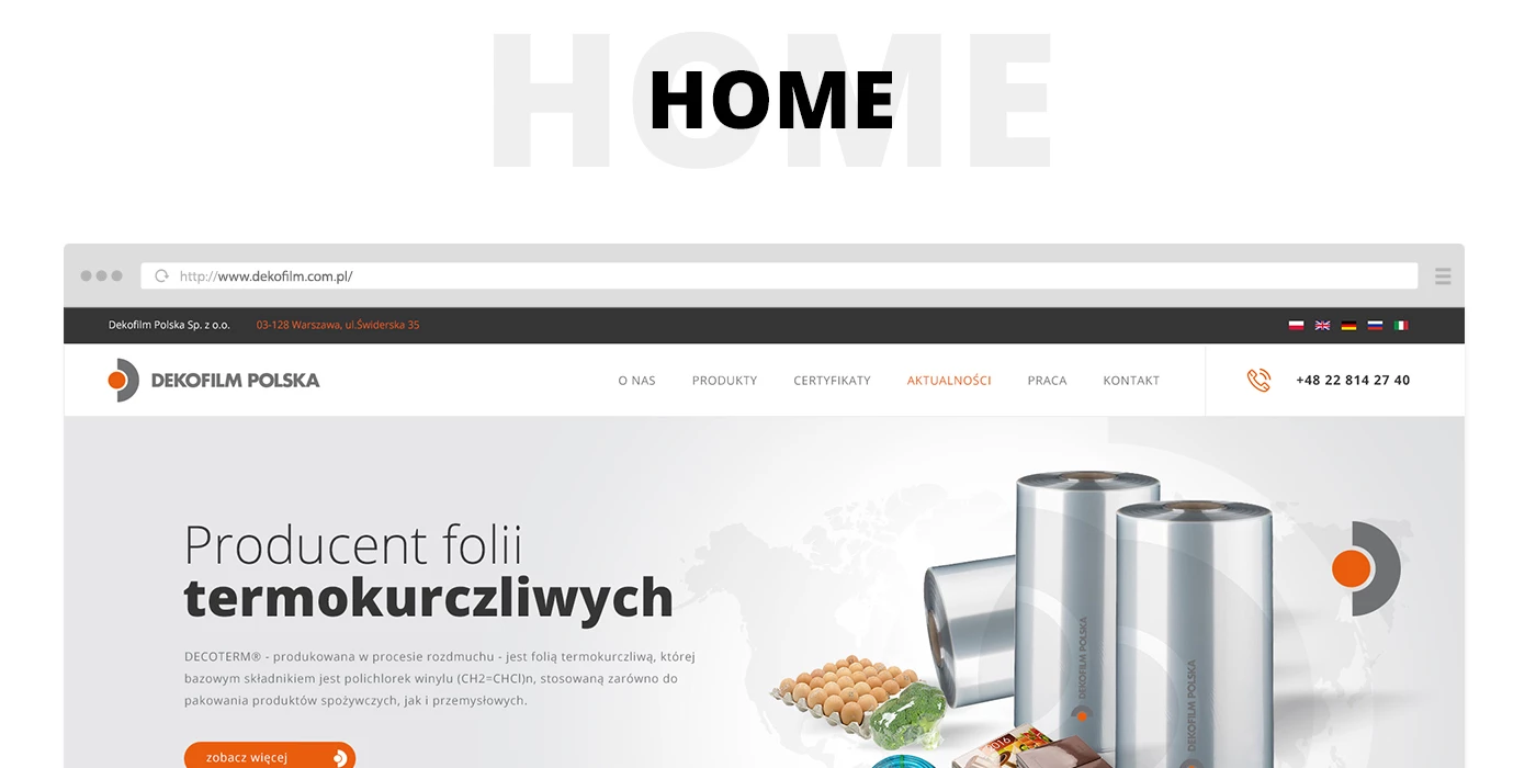 Strona internetowa dla producenta folii termokurczliwych - 2 projekt