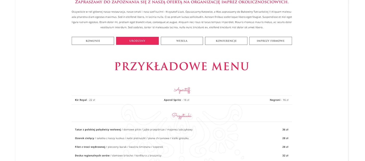 Strona internetowa dla restauracji w Tatrach - 12 projekt