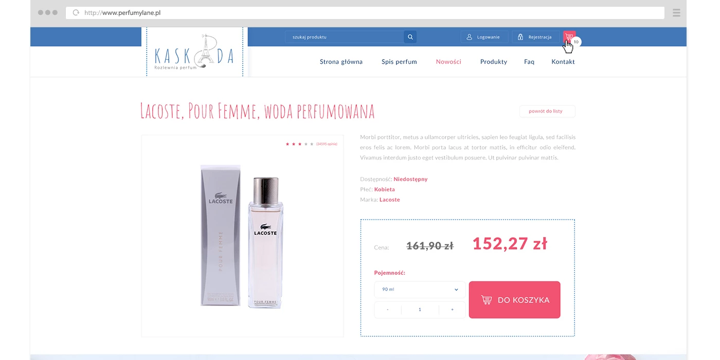 Kaskada rozlewnia perfum - Kosmetyka i uroda - Strony www - 10 projekt
