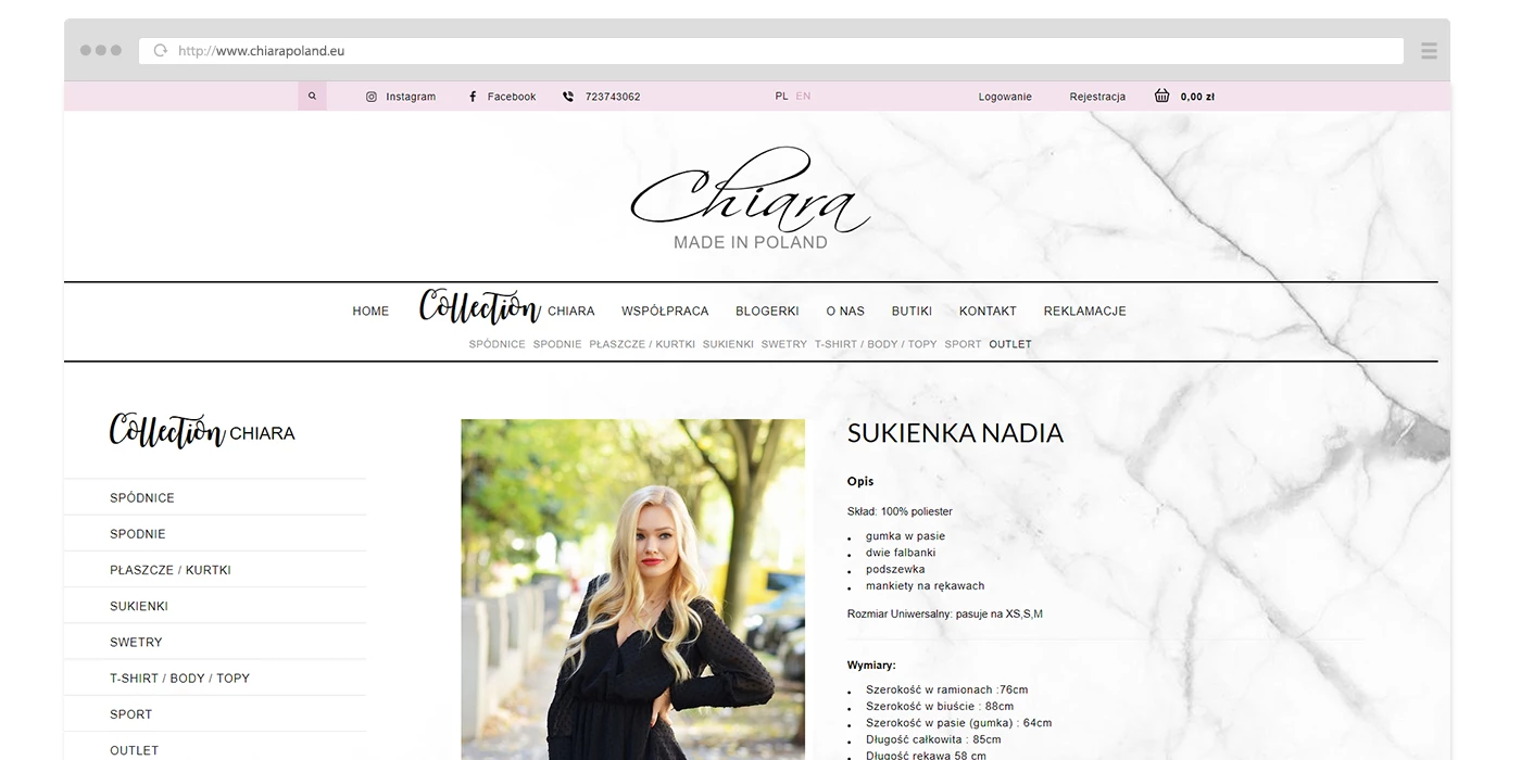 Internetowy sklep odzieżowy dla Polskiej marki ubrań dla kobiet - 14 projekt