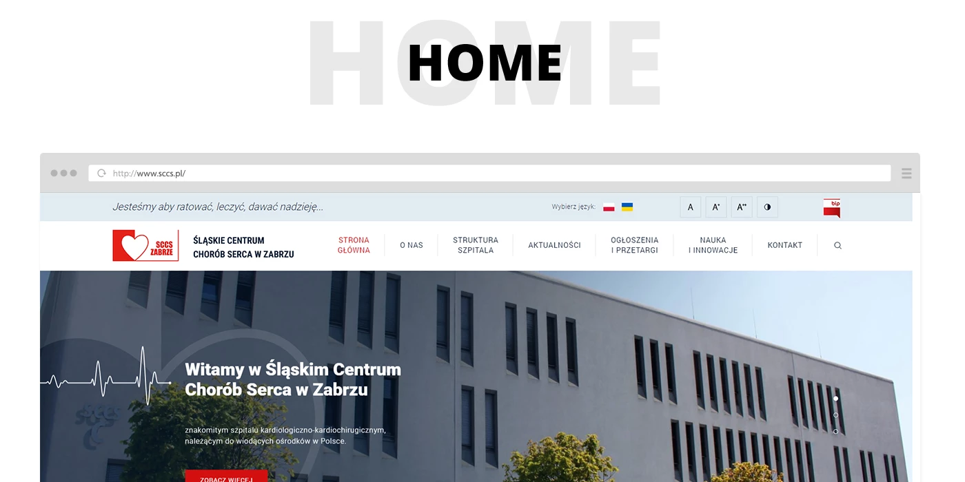 Strona internetowa dla akademickiego 
szpitala w Zabrzu - 2 projekt