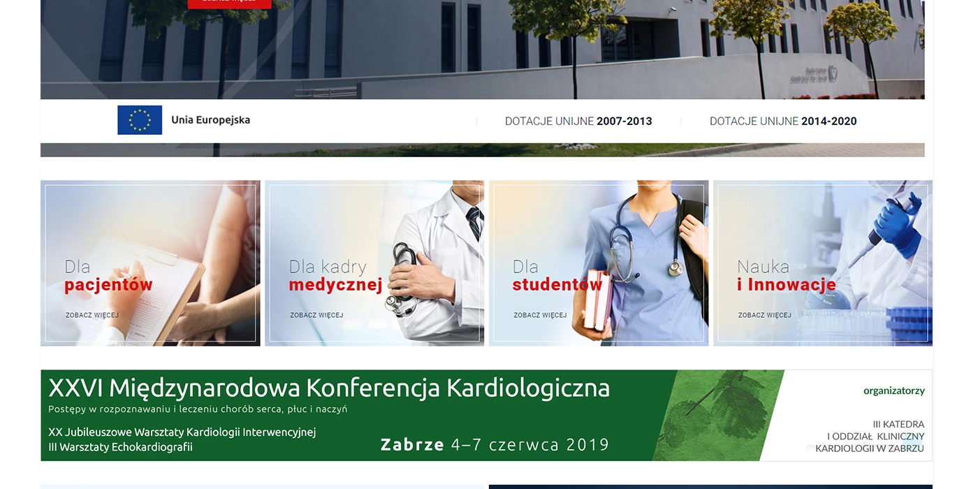 Strona internetowa dla akademickiego 
szpitala w Zabrzu - 3 projekt