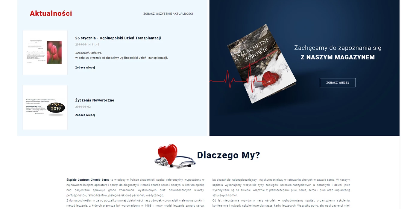 Strona internetowa dla akademickiego 
szpitala w Zabrzu - 4 projekt
