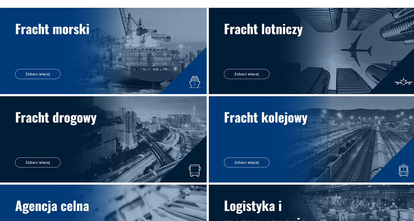 Strona internetowa dla dostawcy usług logistycznych i transportowych - 2 projekt