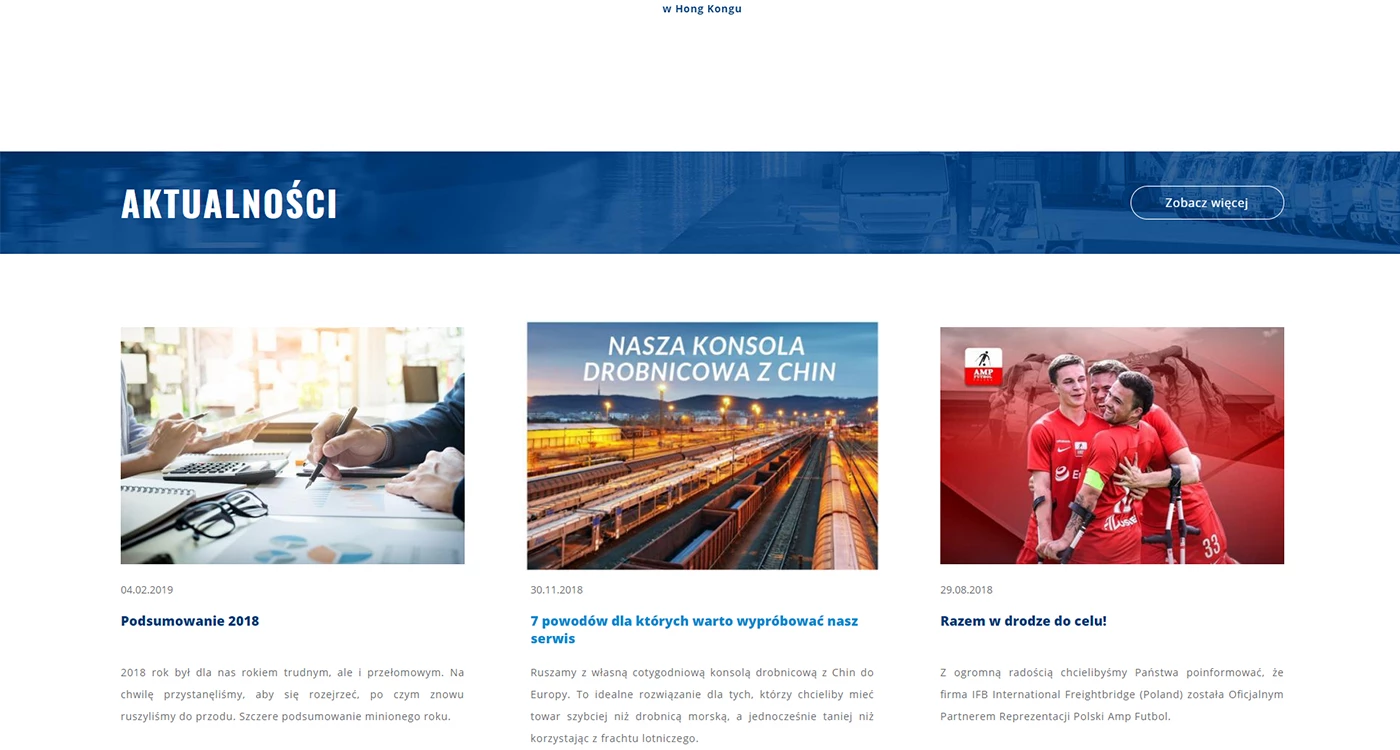 Strona internetowa dla dostawcy usług logistycznych i transportowych - 5 projekt