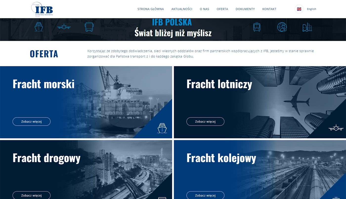 Strona internetowa dla dostawcy usług logistycznych i transportowych - 11 projekt
