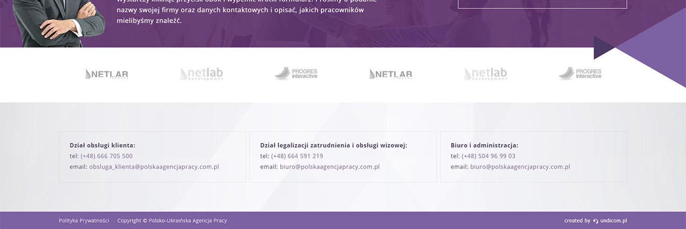 Strona dla polsko-ukraińskiej agencji pracy - 5 projekt