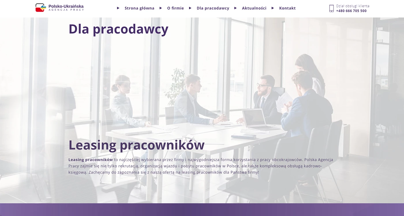 Strona dla polsko-ukraińskiej agencji pracy - 6 projekt