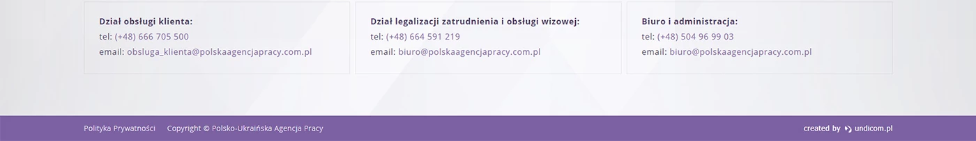 Strona dla polsko-ukraińskiej agencji pracy - 10 projekt
