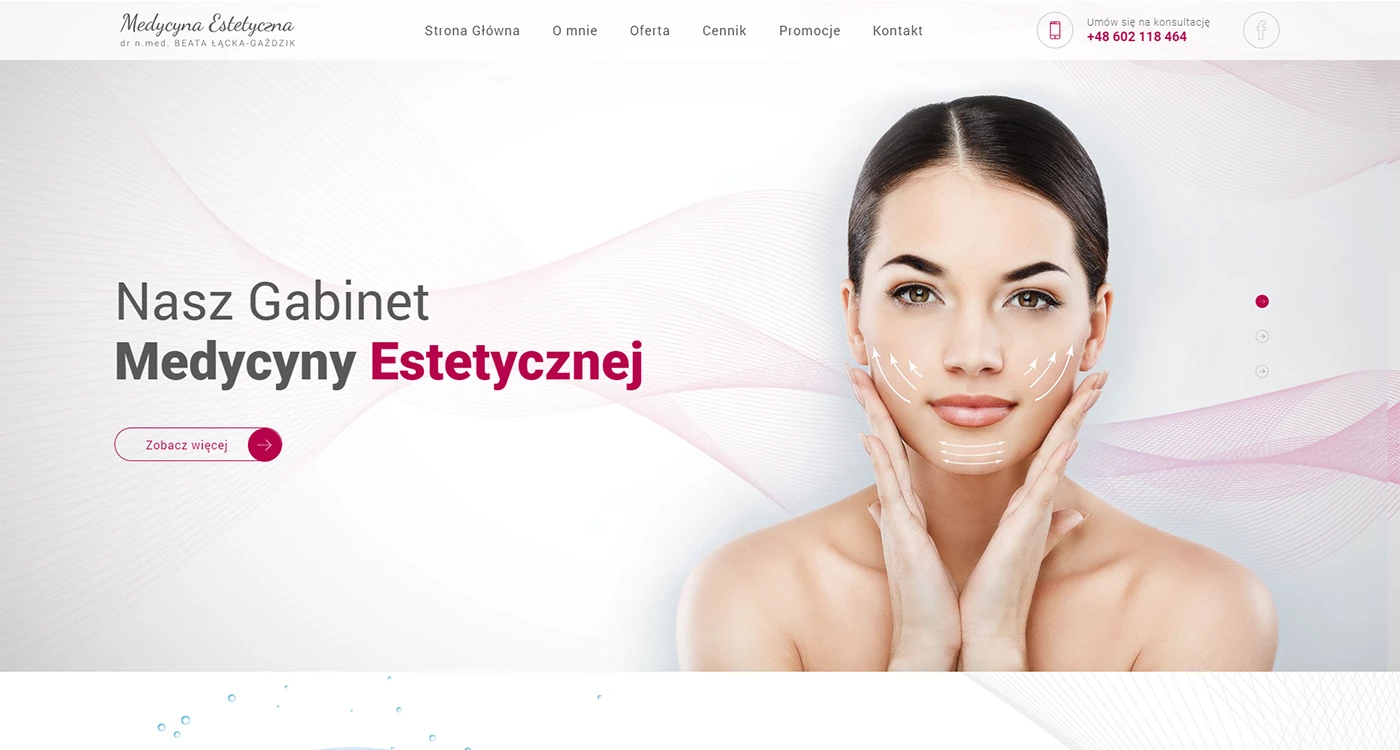 Strona internetowa dla Gabinetu 
Medycyny Estetycznej Katowice - 1 projekt
