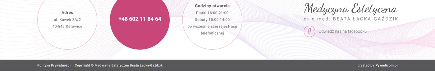 Strona internetowa dla Gabinetu 
Medycyny Estetycznej Katowice - 5 projekt