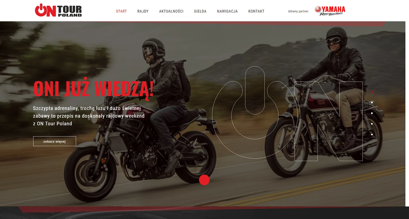 Strona internetowa dla organizatora rajdów motocyklowych - 1 projekt