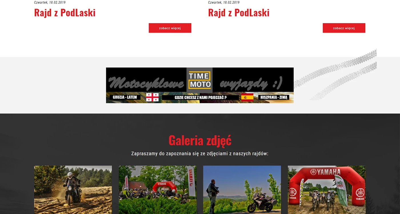 Strona internetowa dla organizatora rajdów motocyklowych - 6 projekt