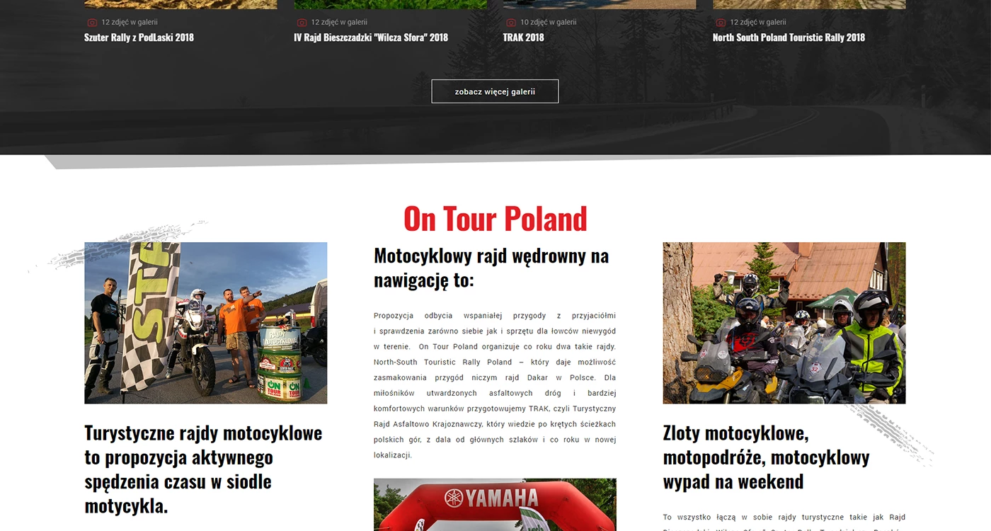 Strona internetowa dla organizatora rajdów motocyklowych - 7 projekt