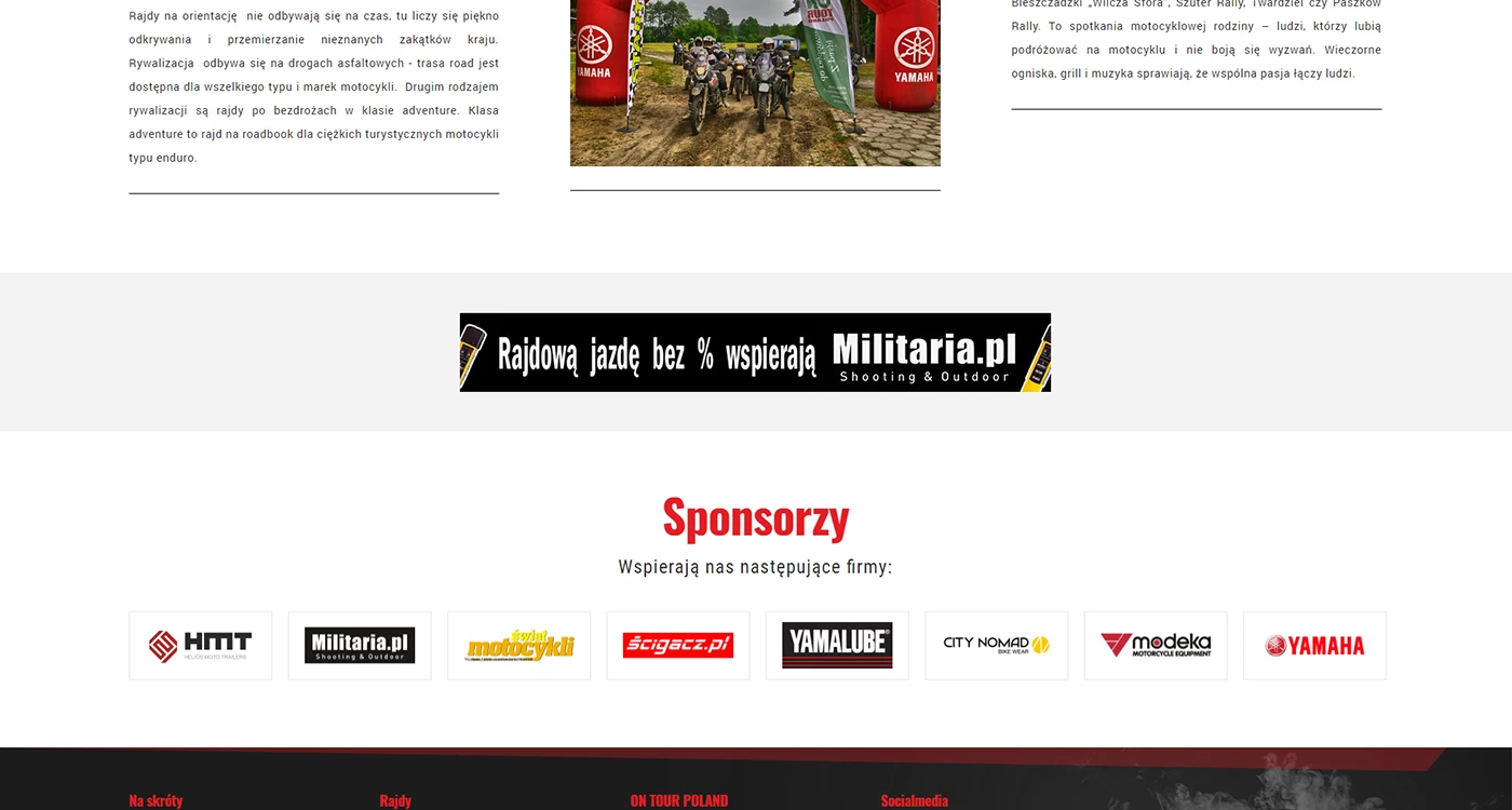 Strona internetowa dla organizatora rajdów motocyklowych - 8 projekt