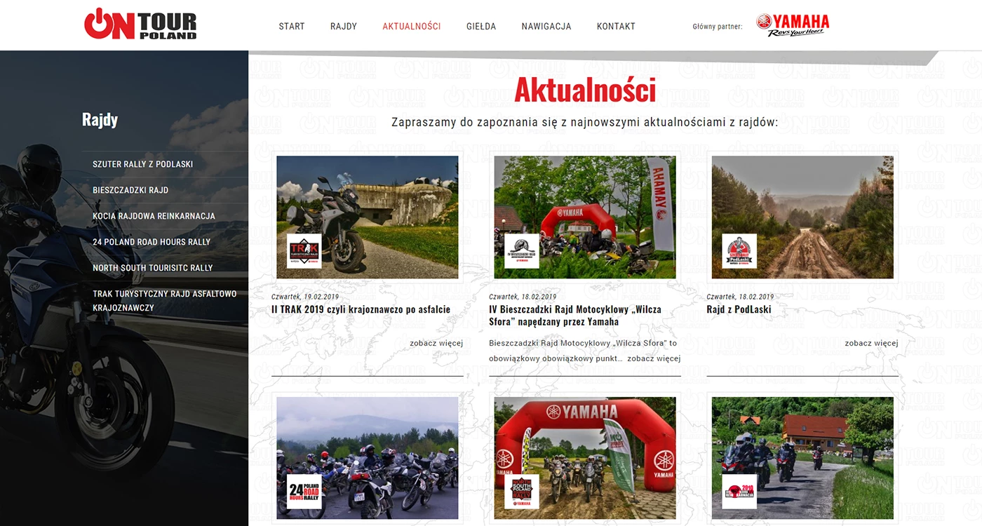 Strona internetowa dla organizatora rajdów motocyklowych - 20 projekt