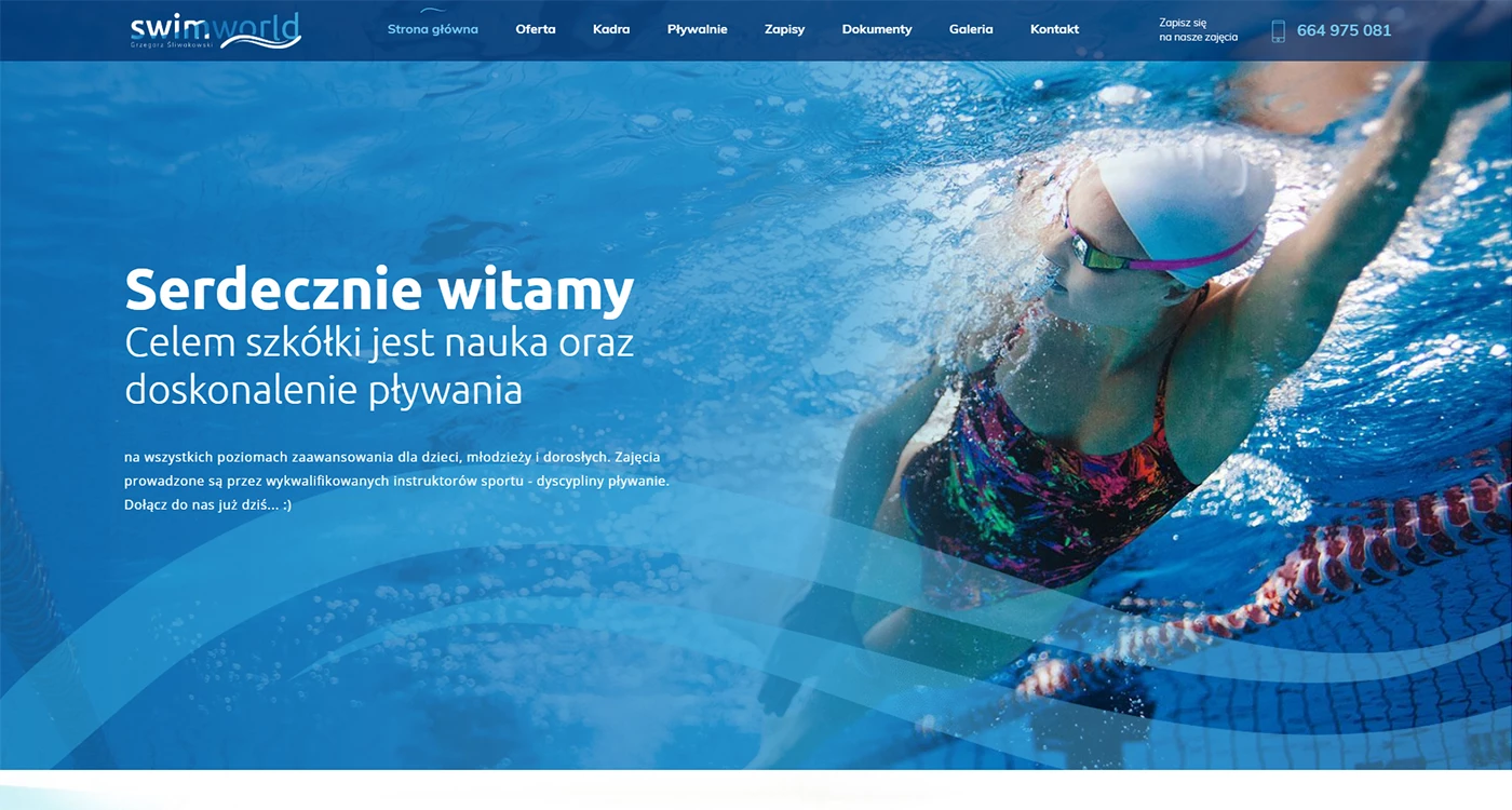 Strona www dla szkoły pływania - 1 projekt