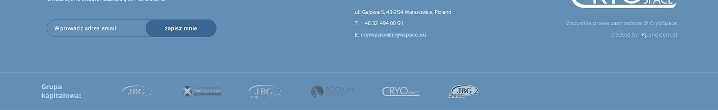 CRYO SPACE - Przemysł i technologie - Strony www - 5 projekt