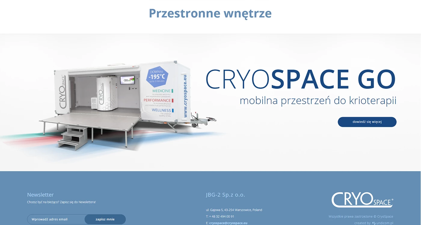 CRYO SPACE - Przemysł i technologie - Strony www - 10 projekt