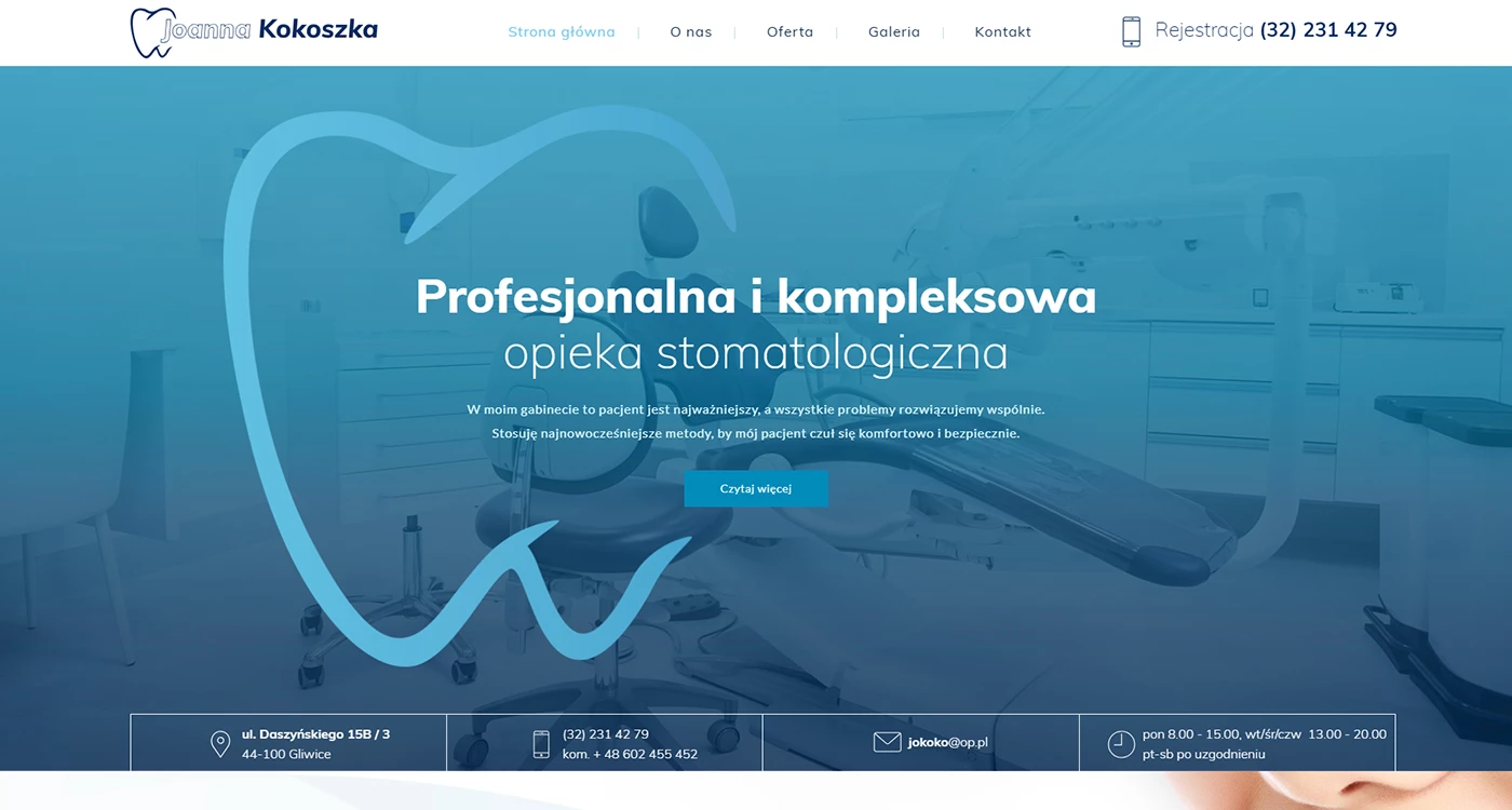 Gabinet Stomatologiczny Joanna Kokoszka - Zdrowie - Strony www - 1 projekt