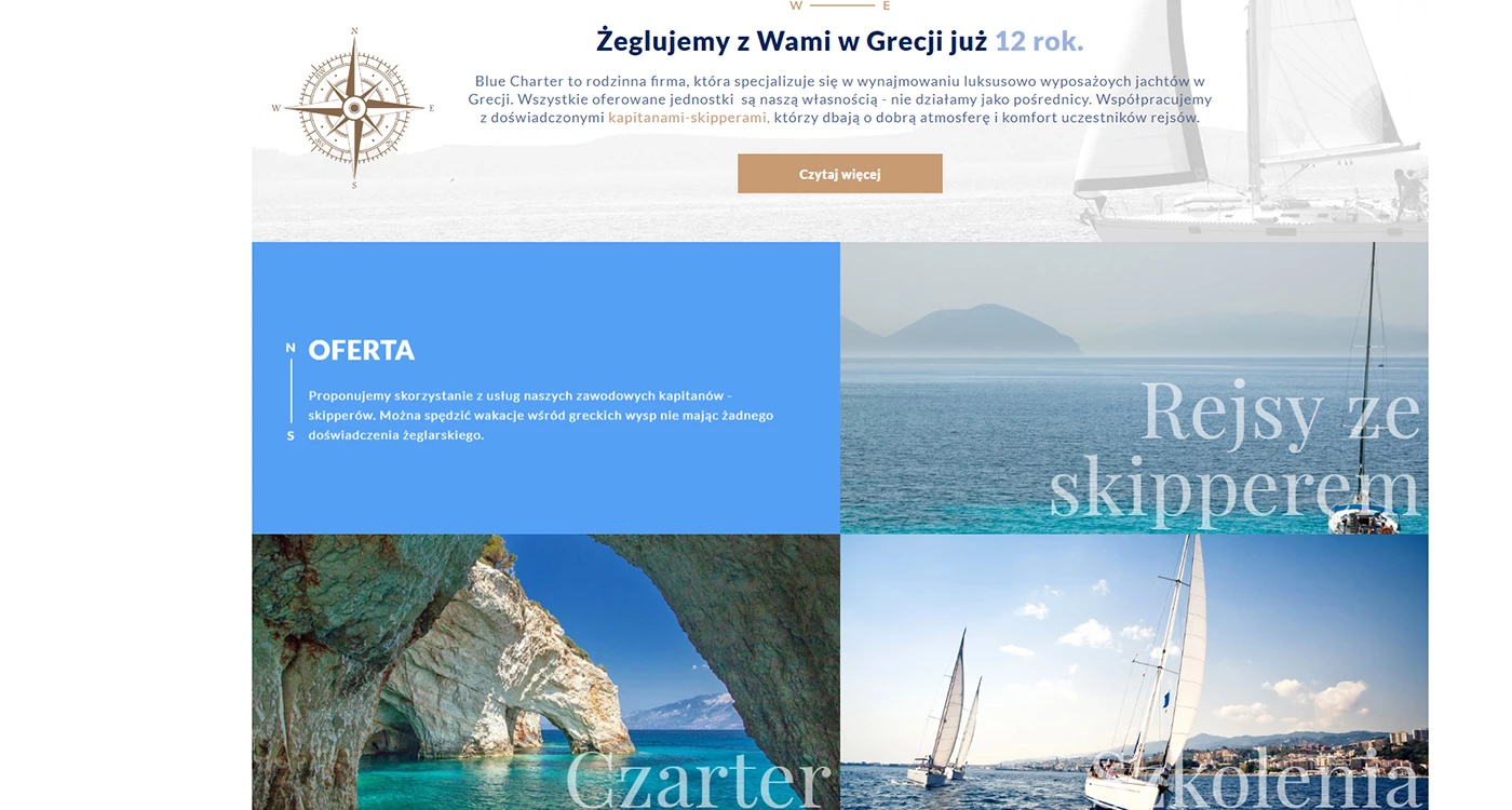 Blue Charter-wynajem jachtów w Grecji - Motoryzacja i transport - Strony www - 2 projekt