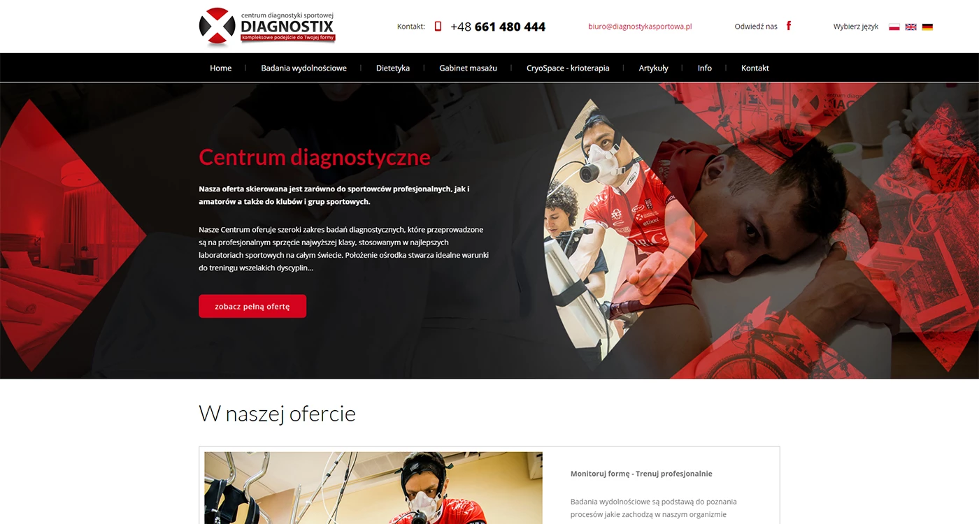 Centrum Diagnostyki Sportowej - Sport - Strony www - 1 projekt