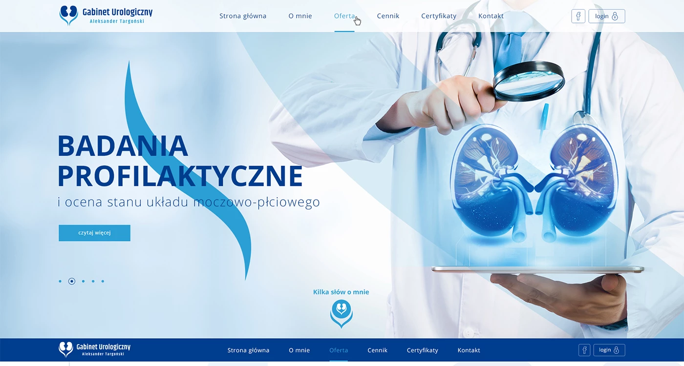 Serwis internetowy dla lekarza gabinetu urologicznego - 1 projekt