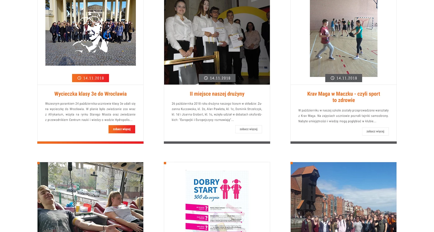 Strona internetowa dla Liceum w Katowicach - 3 projekt