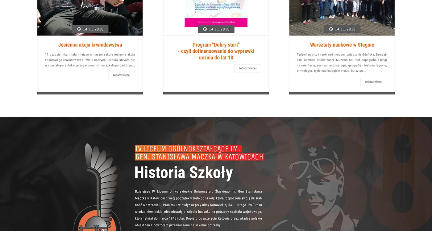 Strona internetowa dla Liceum w Katowicach - 4 projekt