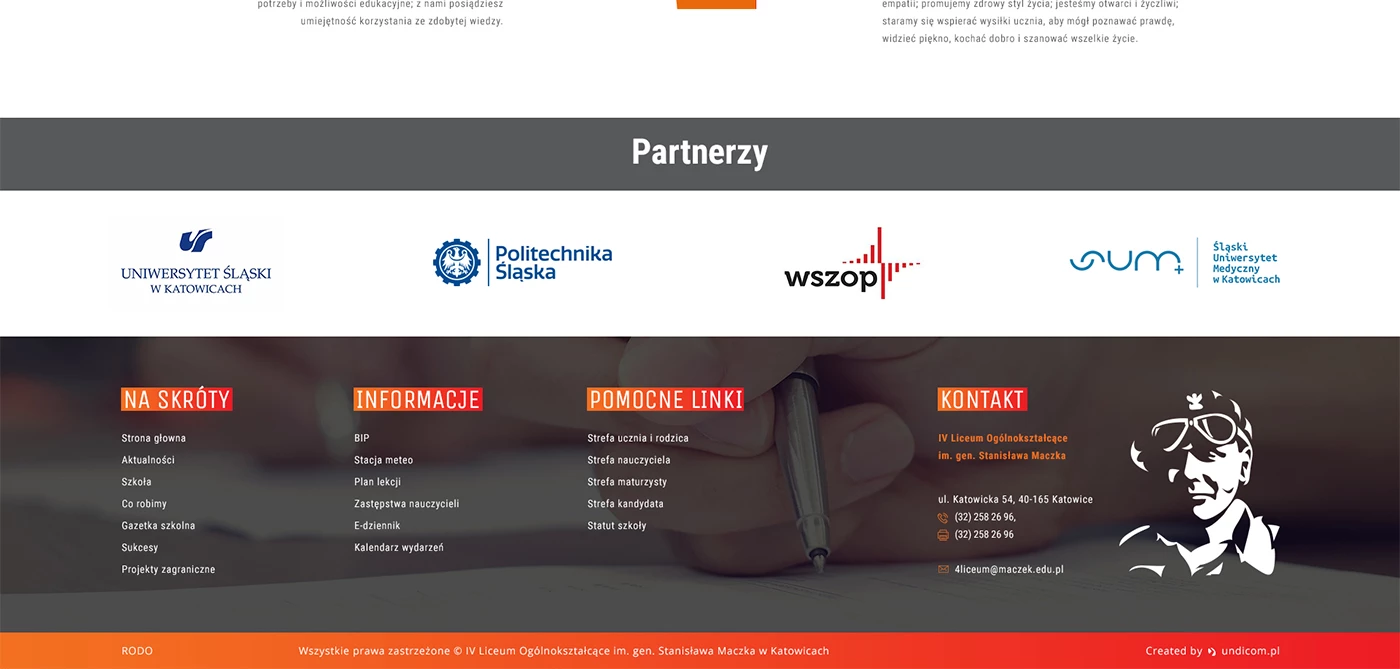 Strona internetowa dla Liceum w Katowicach - 6 projekt