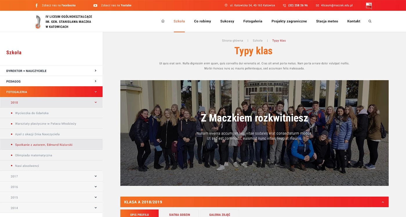 Strona internetowa dla Liceum w Katowicach - 7 projekt