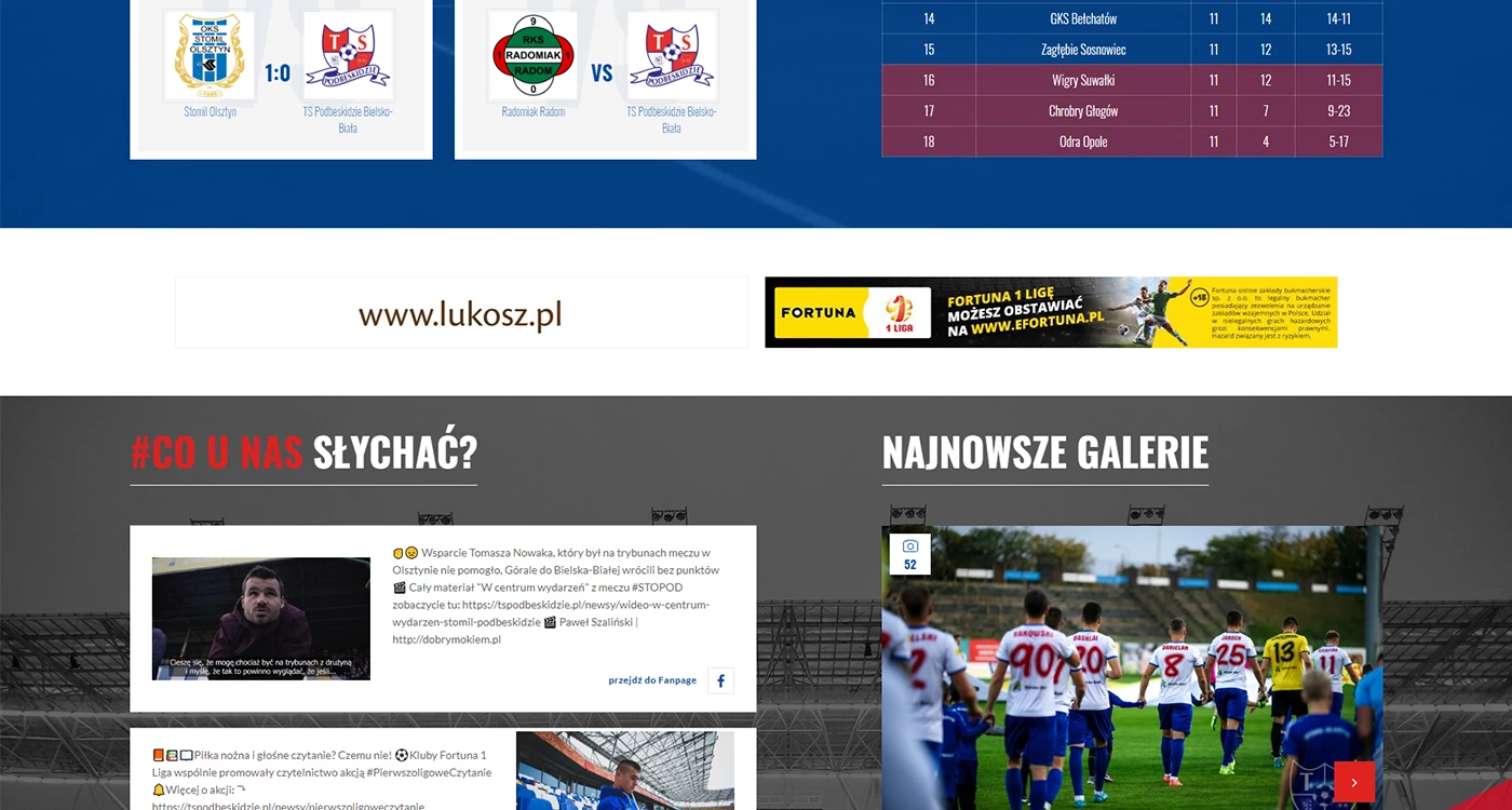 TS Podbeskidzie Bielsko-Biała - Sport - Strony www - 5 projekt