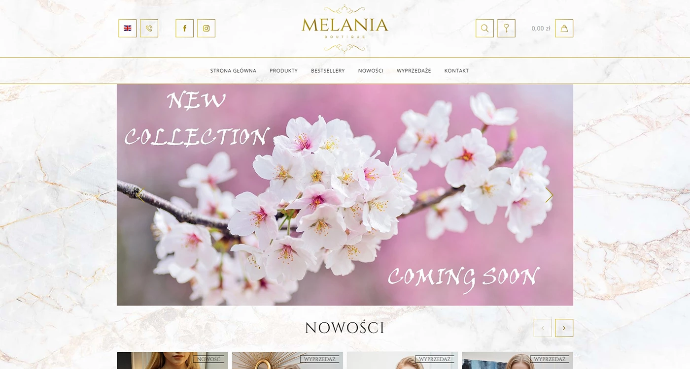Melania Boutique Sklep - Odzież i tkaniny - Sklepy www - 1 projekt