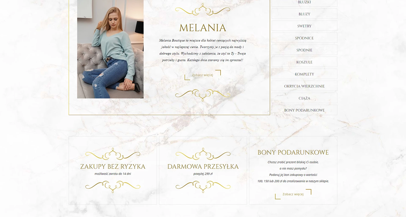 Melania Boutique Sklep - Odzież i tkaniny - Sklepy www - 4 projekt