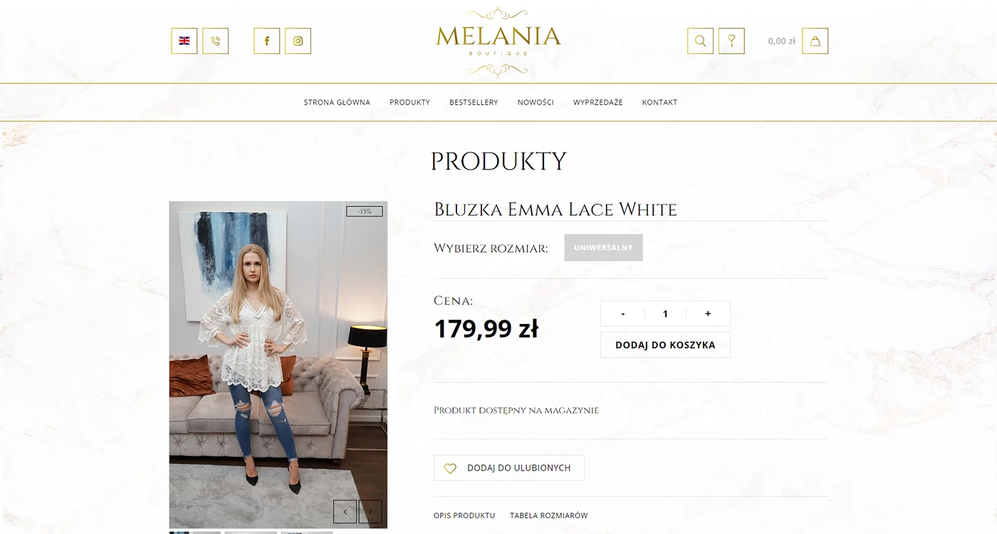 Melania Boutique Sklep - Odzież i tkaniny - Sklepy www - 10 projekt