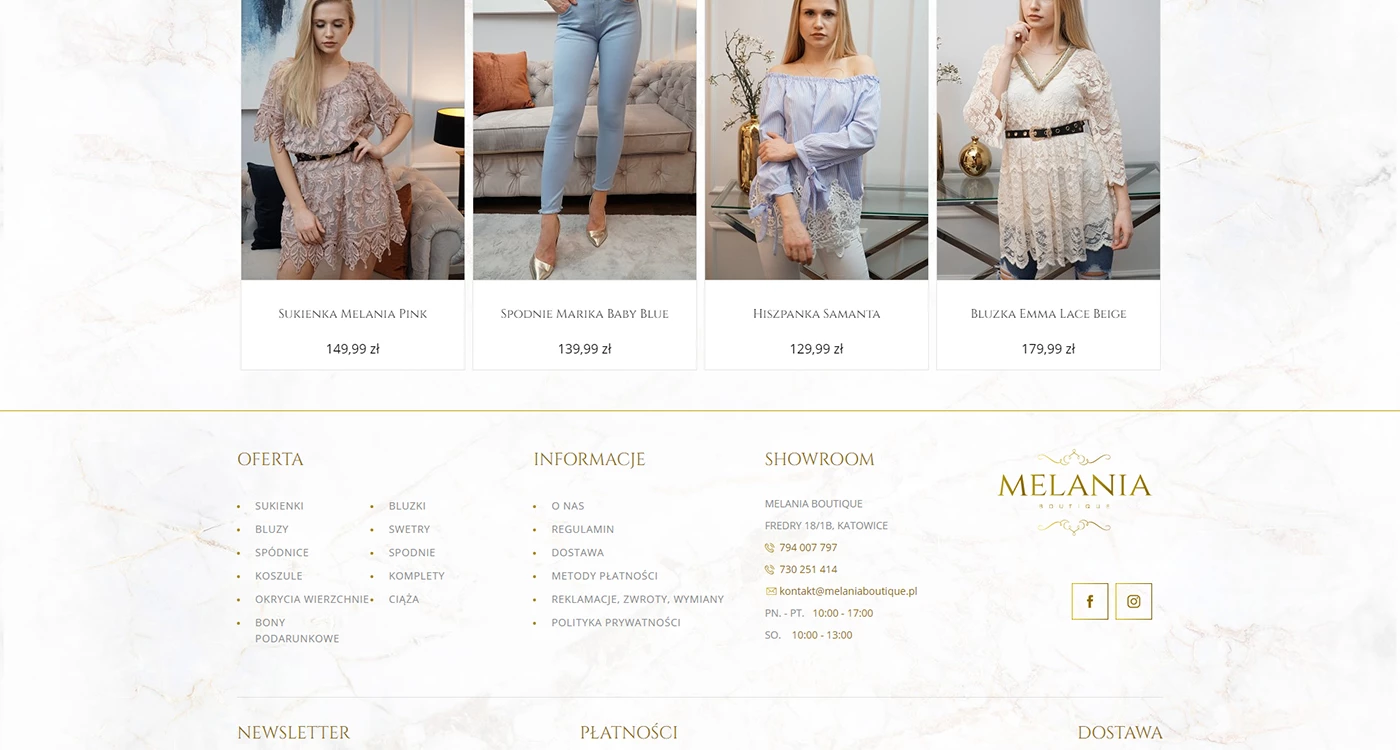 Melania Boutique Sklep - Odzież i tkaniny - Sklepy www - 12 projekt